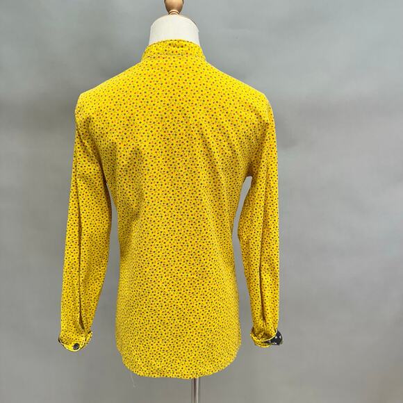 Vintage‎ 70s yellow twill floral print button up long sleeve top Size Small - Picture 4 of 16